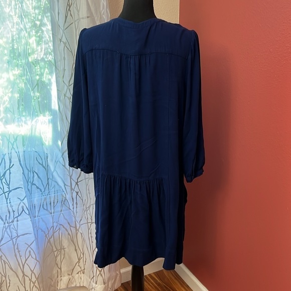 Anthropologie Drop Waist Pheasant Embroidered Dress Size 14 - Picture 6 of 8